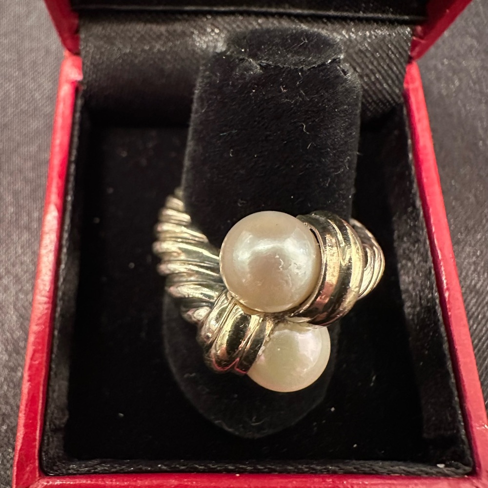 David Yurman Silver and Pearl Ring